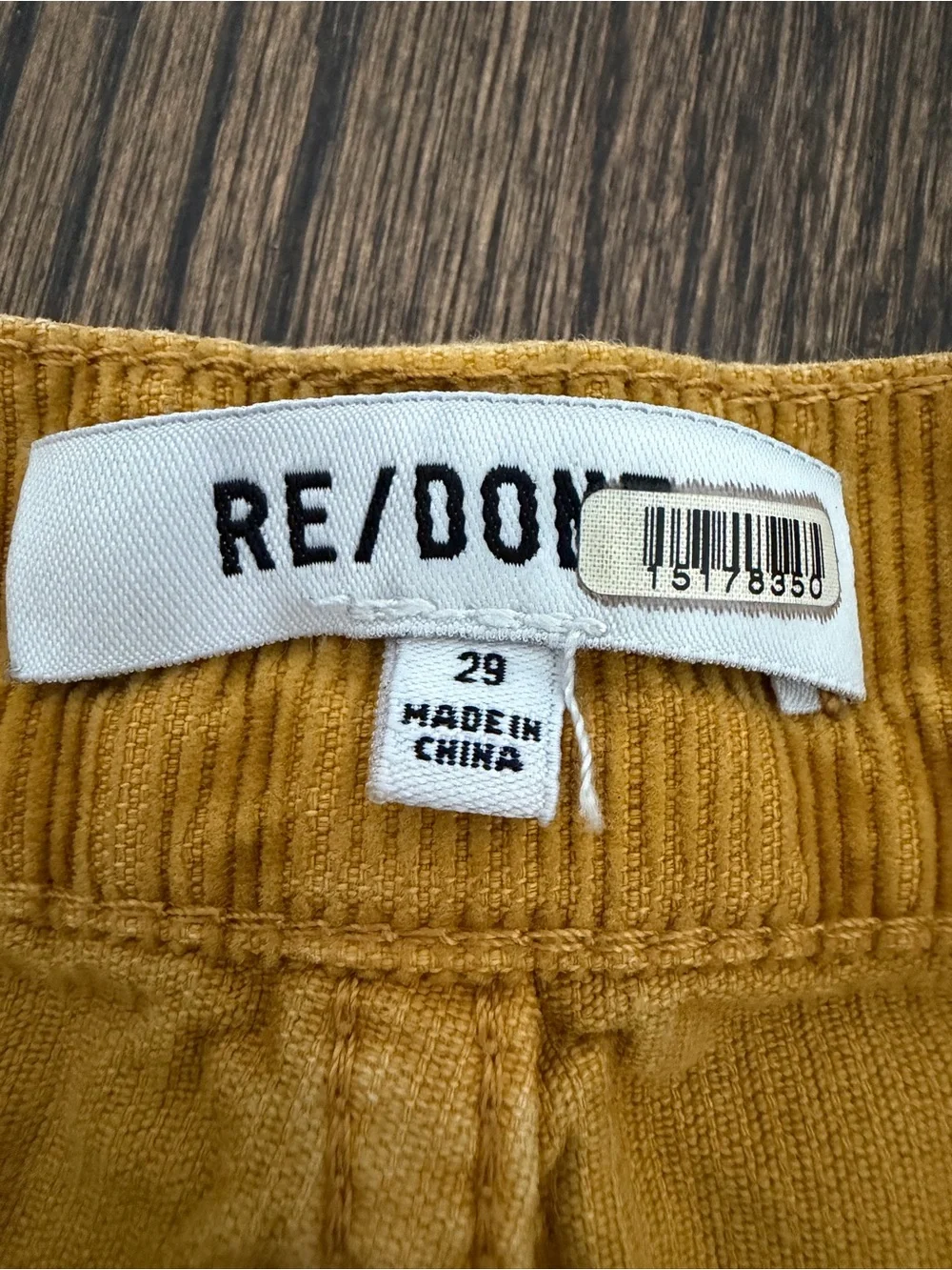 Re/Done Mustard Yellow Corduroy Mini Skirt